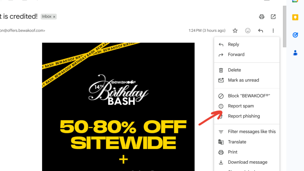 praneškite apie šlamštą, kad neleistumėte šlamšto perimti jūsų „Gmail“.