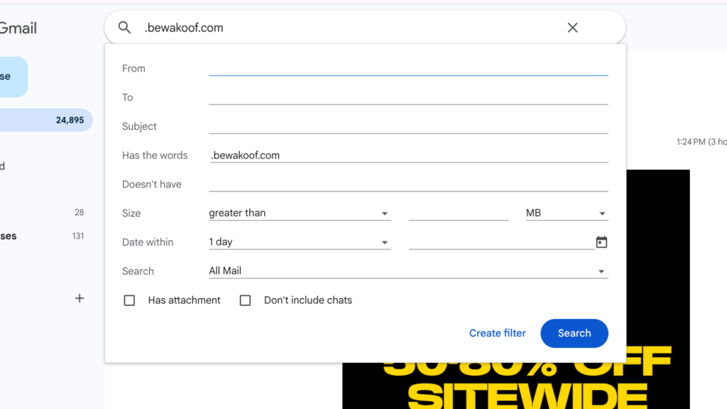 blokuokite visą domeną, kad neleistumėte šlamšto perimti jūsų „Gmail“.