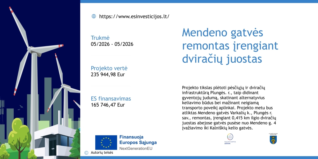 Projektas „Mendeno gatvės, Varkalių k., Plungės r. sav., remontas įrengiant dviračių juostas“